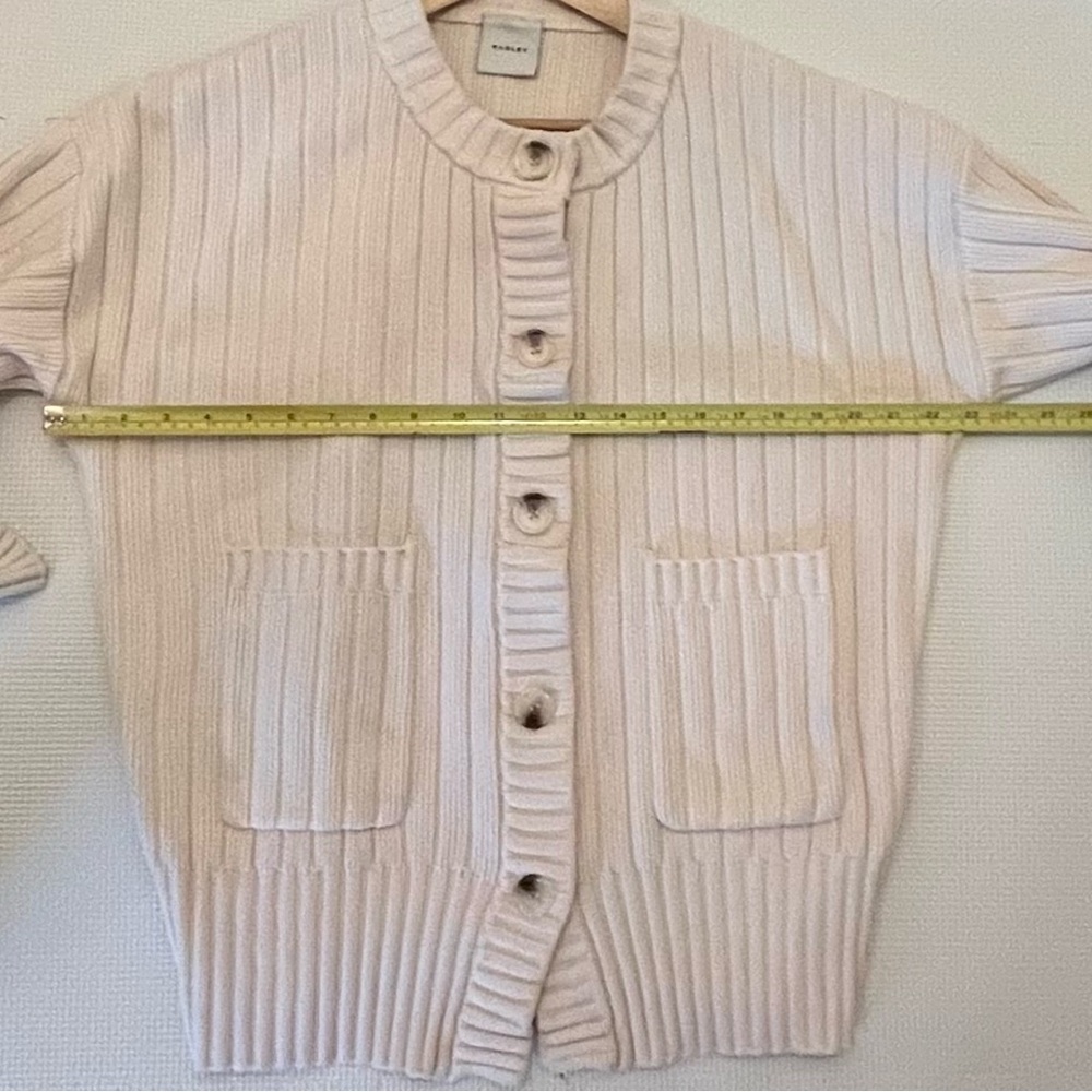 Varley Pensdale Relaxed Knit Jacket Egret Blush Ivory Ribbed Cardigan L - Picture 14 of 15